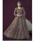 Purple Net Embroidered Wedding Salwar Kameez