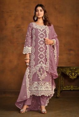 Lavender Organza Sequins Embroidered Designer Salwar Kameez