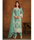 Blue Soft Organza Embroidered Designer Salwar Kameez