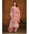 Peach Organza Sequins Designer Salwar Kameez