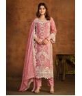 Peach Organza Sequins Designer Salwar Kameez