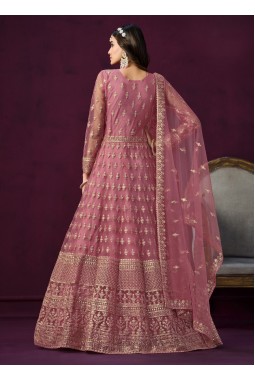 Pink Net Embroidered Wedding Salwar Kameez