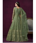 Green Net Sequins Embroidered Wedding Salwar Kameez