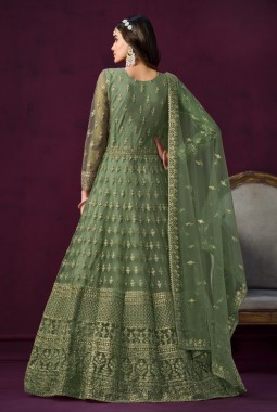 Green Net Sequins Embroidered Wedding Salwar Kameez
