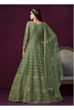 Green Net Sequins Embroidered Wedding Salwar Kameez