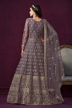 Lavender Net Sequins Wedding Salwar Kameez