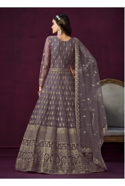 Lavender Net Sequins Wedding Salwar Kameez