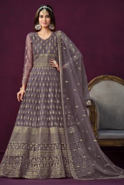 Lavender Net Sequins Wedding Salwar Kameez