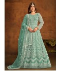 Sea Green Net Embroidered Designer Salwar Kameez