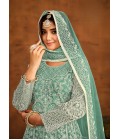 Sea Green Net Embroidered Designer Salwar Kameez