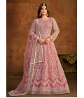 Peach Net Thread Embroidered Designer Salwar Kameez