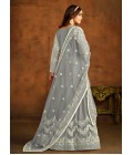 Grey Net Embroidered Designer Salwar Kameez