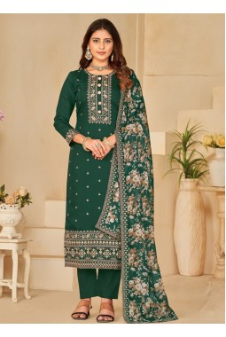 Green Roman Silk Sequins Wedding Salwar Kameez