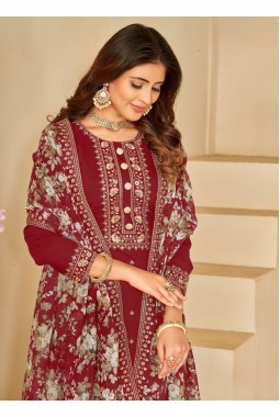Red Roman Silk Embroidered Wedding Salwar Kameez