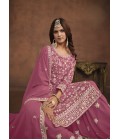 Pink Faux Georgette Embroidered Wedding Salwar Kameez