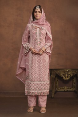 Pink Soft Organza Sequins Designer Salwar Kameez
