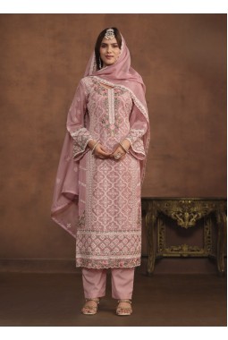 Pink Soft Organza Sequins Designer Salwar Kameez