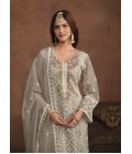 Grey Soft Organza Sequins Embroidered Designer Salwar Kameez