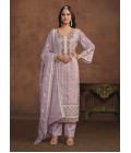 Lavender Soft Organza Embroidered Designer Salwar Kameez