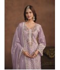 Lavender Soft Organza Embroidered Designer Salwar Kameez