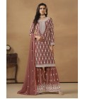 Brown Faux Georgette Sequins Designer Salwar Kameez