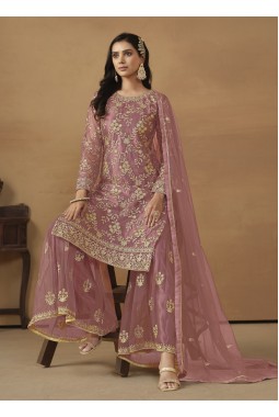 Pink Net Sequins Designer Wedding Salwar Kameez