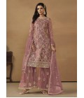 Pink Net Sequins Designer Wedding Salwar Kameez