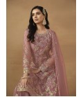 Pink Net Sequins Designer Wedding Salwar Kameez