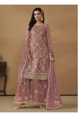 Pink Net Sequins Designer Wedding Salwar Kameez