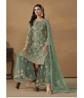 Sea Green Net Embroidered Designer Wedding Salwar Kameez