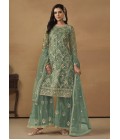 Sea Green Net Embroidered Designer Wedding Salwar Kameez