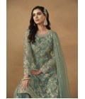 Sea Green Net Embroidered Designer Wedding Salwar Kameez