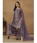 Purple Net Sequins Designer Wedding Salwar Kameez