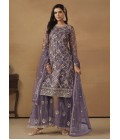 Purple Net Sequins Designer Wedding Salwar Kameez