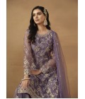 Purple Net Sequins Designer Wedding Salwar Kameez