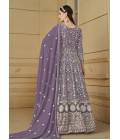 Lavender Faux Georgette Sequins Embroidered Designer Salwar Kameez