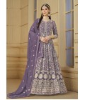 Lavender Faux Georgette Sequins Embroidered Designer Salwar Kameez