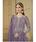 Lavender Faux Georgette Sequins Embroidered Designer Salwar Kameez