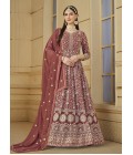 Brown Faux Georgette Sequins Embroidered Designer Salwar Kameez