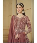 Brown Faux Georgette Sequins Embroidered Designer Salwar Kameez