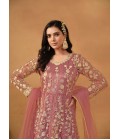 Pink Net Zari Embroidered Wedding Salwar Kameez