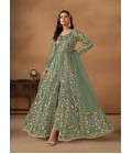 Sea Green Net Sequins Embroidered Wedding Salwar Kameez