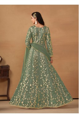 Sea Green Net Sequins Embroidered Wedding Salwar Kameez