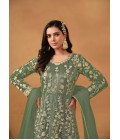 Sea Green Net Sequins Embroidered Wedding Salwar Kameez