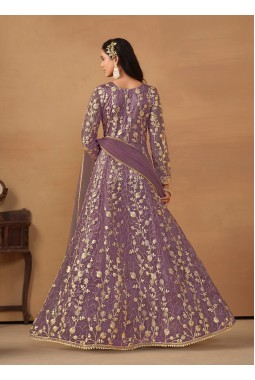 Lavender Net Zari Embroidered Wedding Salwar Kameez