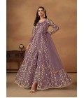 Lavender Net Zari Embroidered Wedding Salwar Kameez