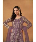 Lavender Net Zari Embroidered Wedding Salwar Kameez