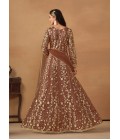 Brown Net Embroidered Wedding Salwar Kameez