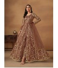 Brown Net Embroidered Wedding Salwar Kameez