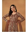 Brown Net Embroidered Wedding Salwar Kameez